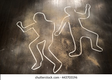 Crime Scene Chalk Outline Of A Dead Body