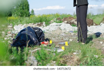 Crime Scene With Corpse And Evidence