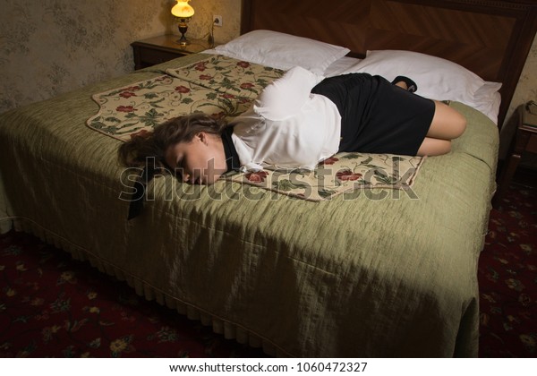 Crime Scene Hostage Woman Tied Hands Stock Photo (Edit Now) 1060472327