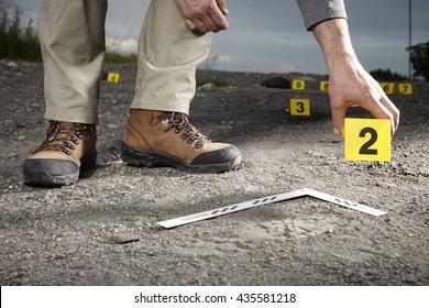 Crime scene investigation - evidence of footprint in dust
