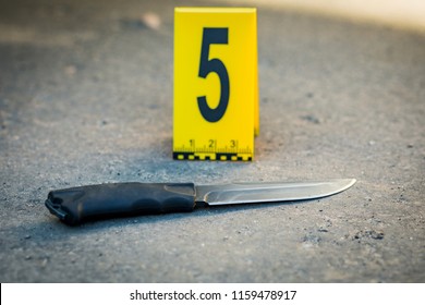 Crime scene investigation. The weapon, a knife