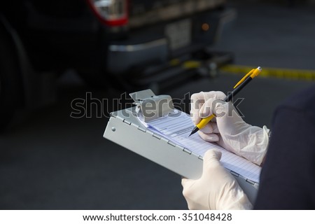 crime scene note and vehicle background