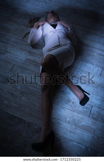 Crime Scene Strangled Pretty Business Woman Stock Photo 1712350225 ...