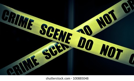 Crime Scene Tape In Residential Home