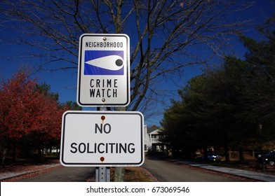 Crime Watch And No Soliciting Signs