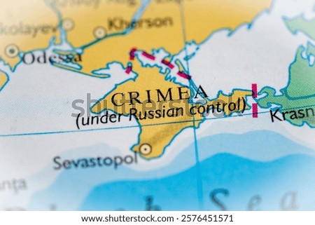 Crimea highlighted on a world map.