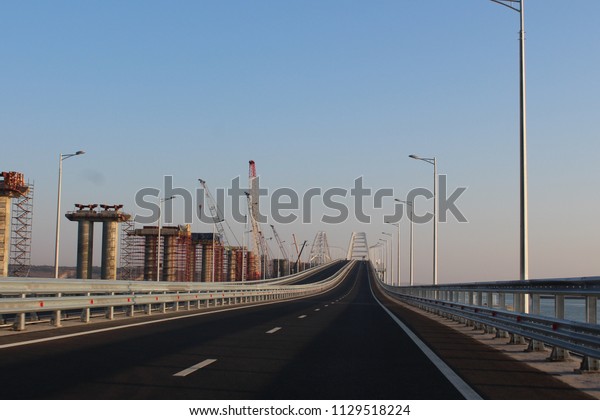  Crimean automobile bridge connecting the banks of\
the Kerch Strait: Taman and Kerch.Construction of the railroad to\
the Crimea