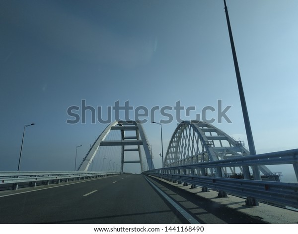 Crimean bridge between\
Russia and Crimea