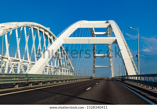 Crimean bridge. Transport passage\
through the Kerch Strait. The longest arch bridge in\
Europe