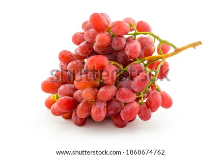Crimson seedless grapes bunch isolated on white background.
