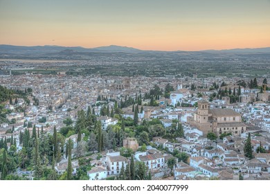 Crimson Sky Over Granada In Spain