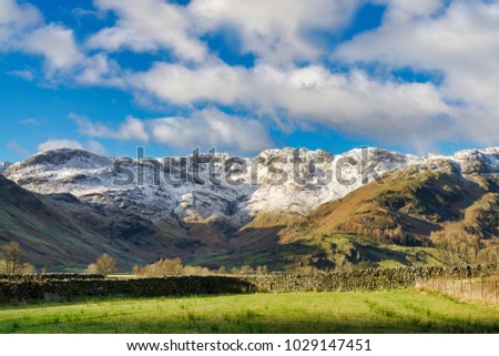 Cringle Crags, a range of mountains in the English Lake District,Cumbria, seen from the head of Langdale