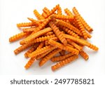 Crinkle Sweet Potato Fries Isolated on a White Background