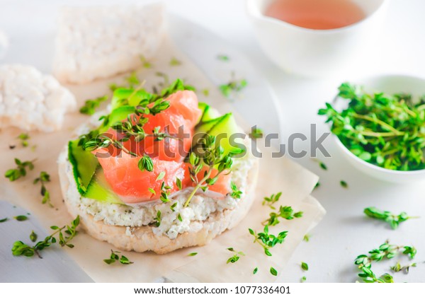 Crisp Bread Healthy Snack Salmon Cottage Stock Photo Edit Now