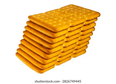 Crisp uniform crackers stack showing perforated surface texture and edges