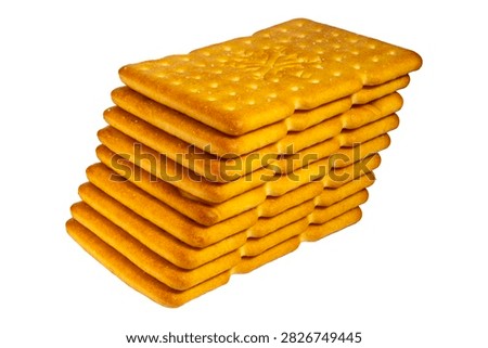 Crisp uniform crackers stack showing perforated surface texture and edges