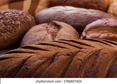 Crispy Artisan Bread Close Up. Healthy Organic Farmers Bread. Natural Gluten-free Product.