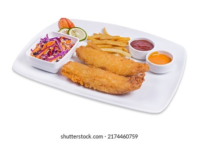 Crispy Bettered Fish. Crispy dory fish with French fries and Coleslaw salad.
