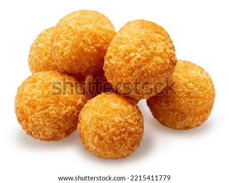 Delicious crispy Cheese isolated on white background, Cheese ball or cheesy  puffs on white With clipping path. Stock Photo