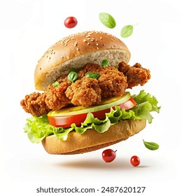 crispy chicken burger with different integers - Powered by Shutterstock