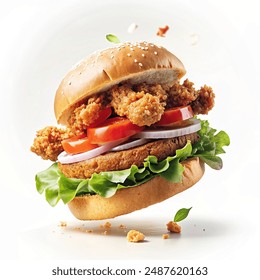 crispy chicken burger with different integers - Powered by Shutterstock