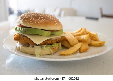 Crispy Chicken Sandwich With French Fries