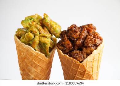 Crispy Chicken Waffle Cone Spicy And Sour Flavour