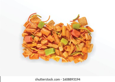 Crispy and crunchy Salty wheat mix fryums, Cocktail (Khichadi) Colourfull, Square, Cup, ABCD, Pasta, Noodles, Triangle, Wheels and Pipe shape Frymus, Fried and Spicy, Snack Food