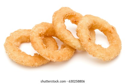 Crispy Deep Fried Onion Or Calamari Ring Isolated On White Background