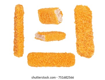 Crispy Fish Fingers Isolated On White Background