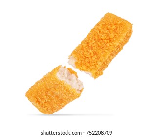 Crispy Fish Fingers Isolated On White Background