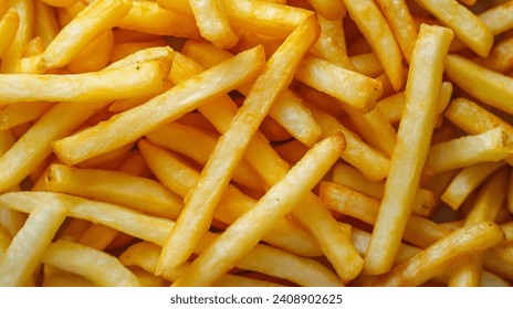 Crispy French Fries Close-Up - A mesmerizing close-up of crispy, golden French fries, highlighting each fry's perfect texture and irresistible appeal.