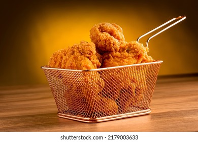 Crispy fried chicken in the basket.