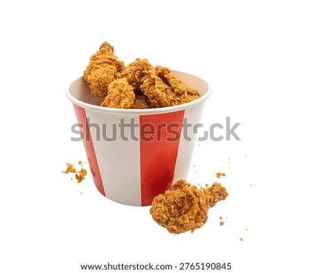 Crispy fried chicken bucket isolated On White Background.