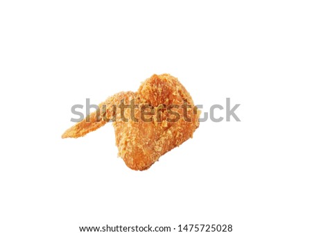 crispy fried chicken wing on white background