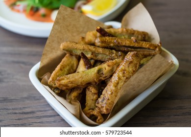 Crispy Fried Okra With Sweet Sauce.