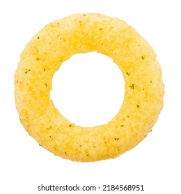Crispy onion rings, isolated on white background, full depth of field. Сorn rings. File contains clipping path. Design element. Snacks for watching movies. - Shutterstock ID 2184568951