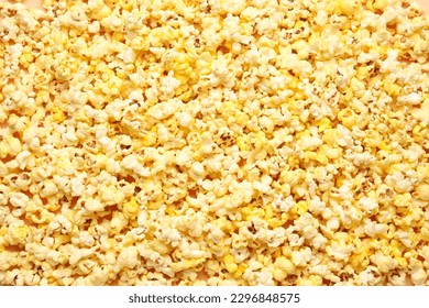 Crispy popcorn as background, closeup