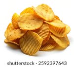 Crispy Potato Chips Golden Crunchy Snack Isolated on White Background