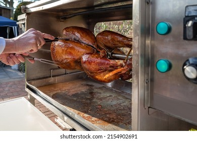 Crispy Rotisserie Turkey In Outdoor Cooker