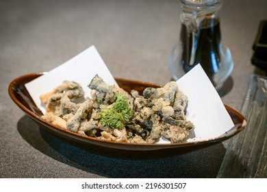 Crispy Salmon Fish Skin On Plate