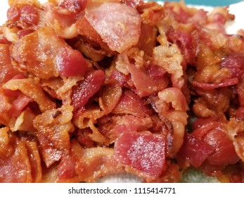 Crispy Sliced Hickory Smoked Bacon. A Bacon Background. 