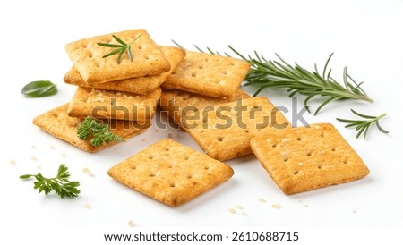 Crispy Square Crackers on White Background