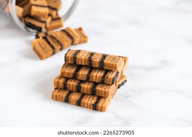 Crispy thousand layer cake in white background