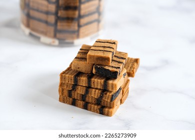 Crispy thousand layer cake in white background