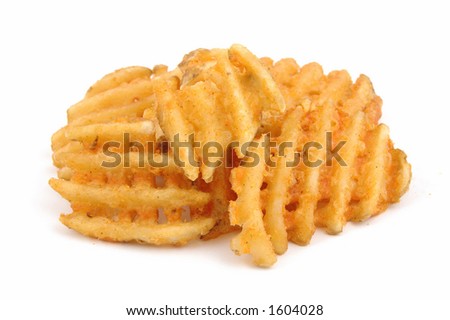 Criss cut fries in isolated white