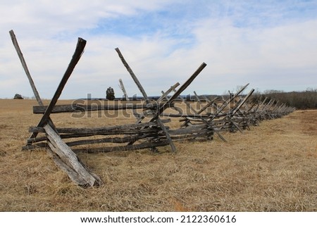 A criss-crossed wooden fence at Manassas battlefield, Virginia