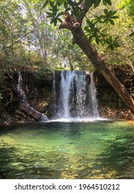 Cristal Waterfall In Chapada Dos Guimarães, Mato Grosso, Brazil