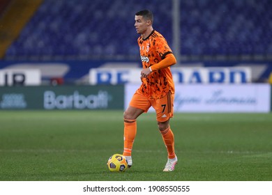 Cristiano Ronaldo Of Juventus Fc  During The Serie A Match Between Uc Sampdoria And Juventus Fc At Stadio Luigi Ferraris On January 30, 2021 In Genoa, Italy.