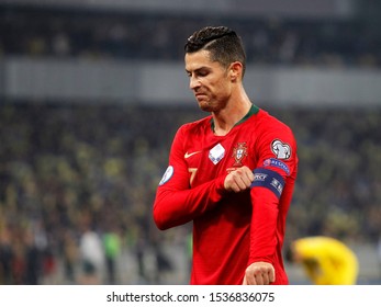 Cristiano Ronaldo Of Portugal During UEFA Euro 2020 Qualifiers Match Of Portugal And Ukraine On Olimpiyskiy Stadium In Kiev, Ukraine,14 October 2019. 